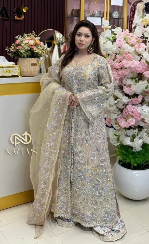 Off-White Floral Formal Dress in Bangladesh