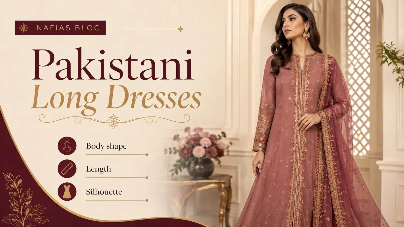 Pakistani Long Dresses in different silhouettes for body shape styling