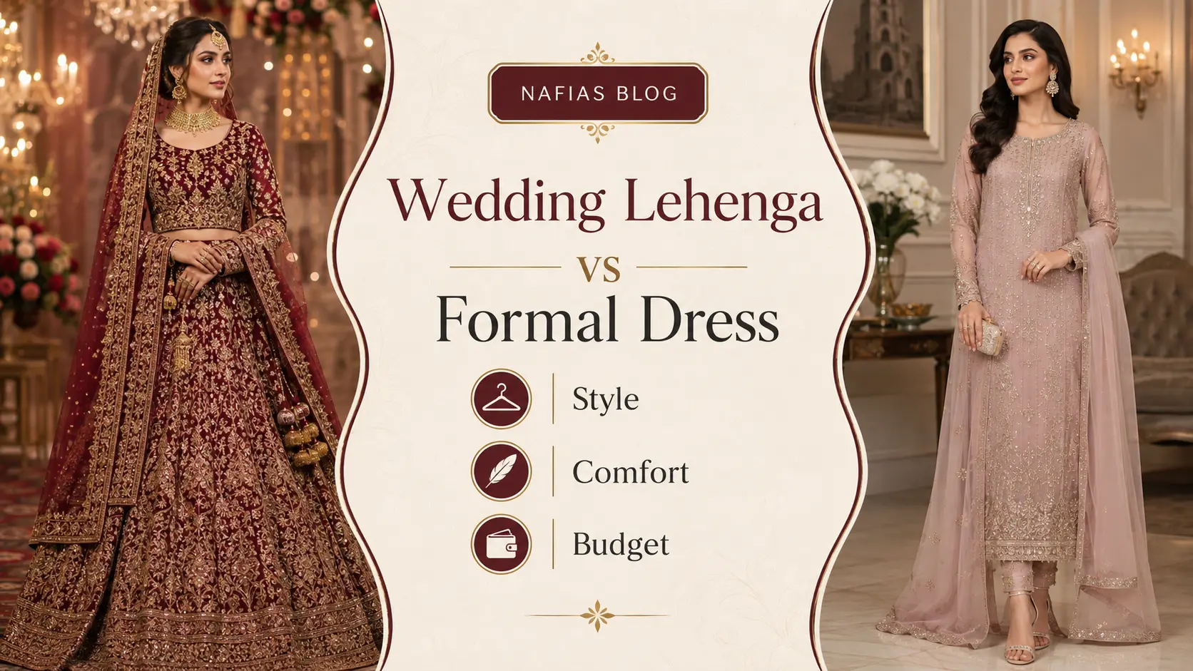 Pakistani Wedding Lehenga compared with an elegant Pakistani formal dress
